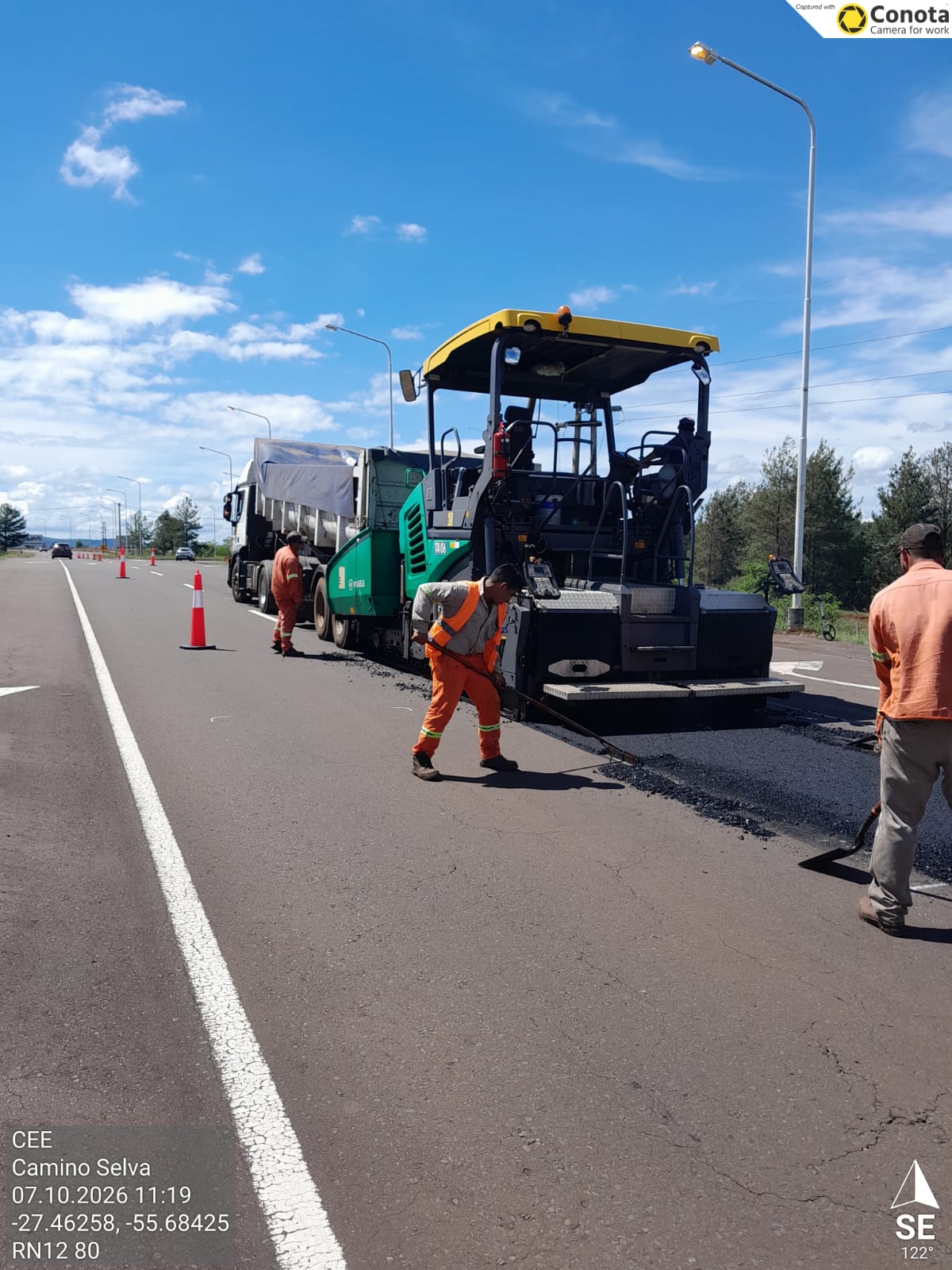 Bacheos, sellado de grietas y fresado en Km 1368, Estación Peaje Santa Ana